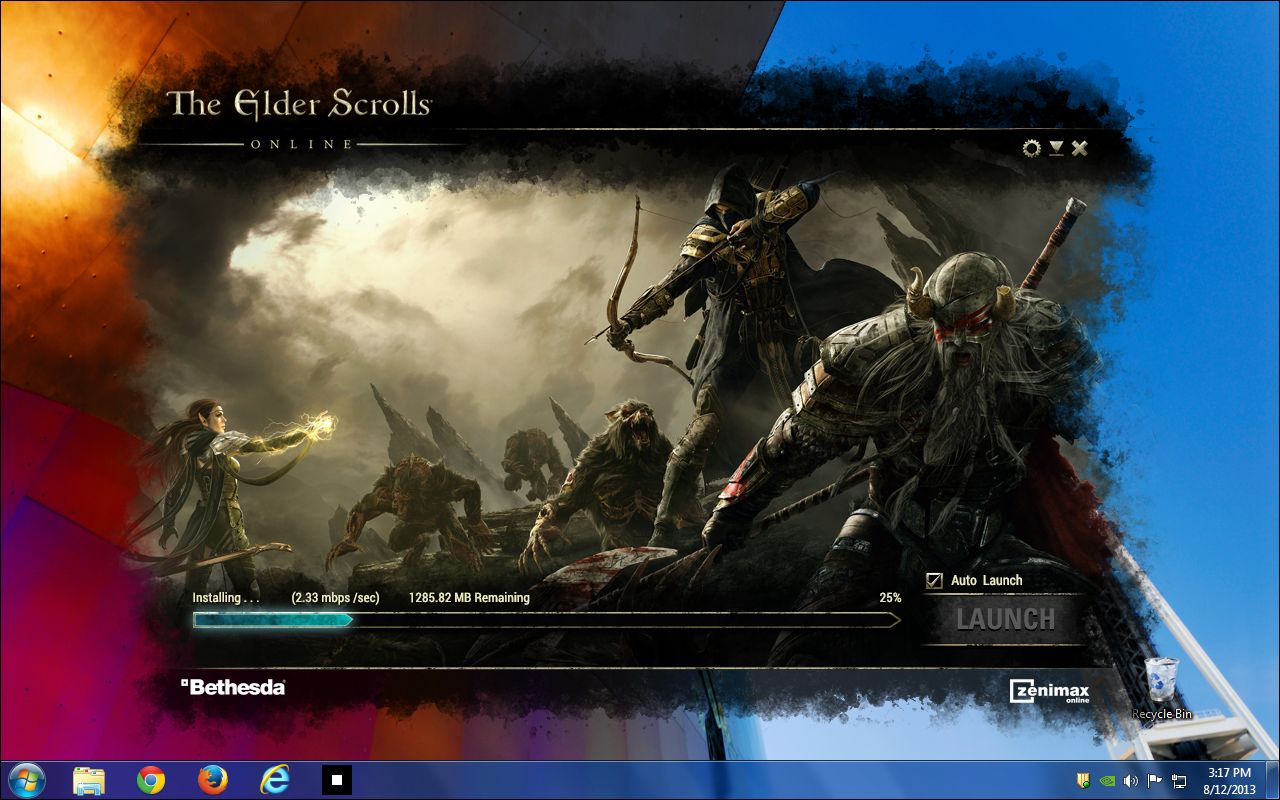 The install in progress, under full-bleed key art
