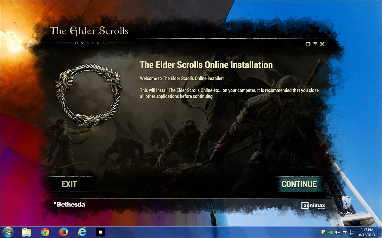 The ESO installer welcome screen