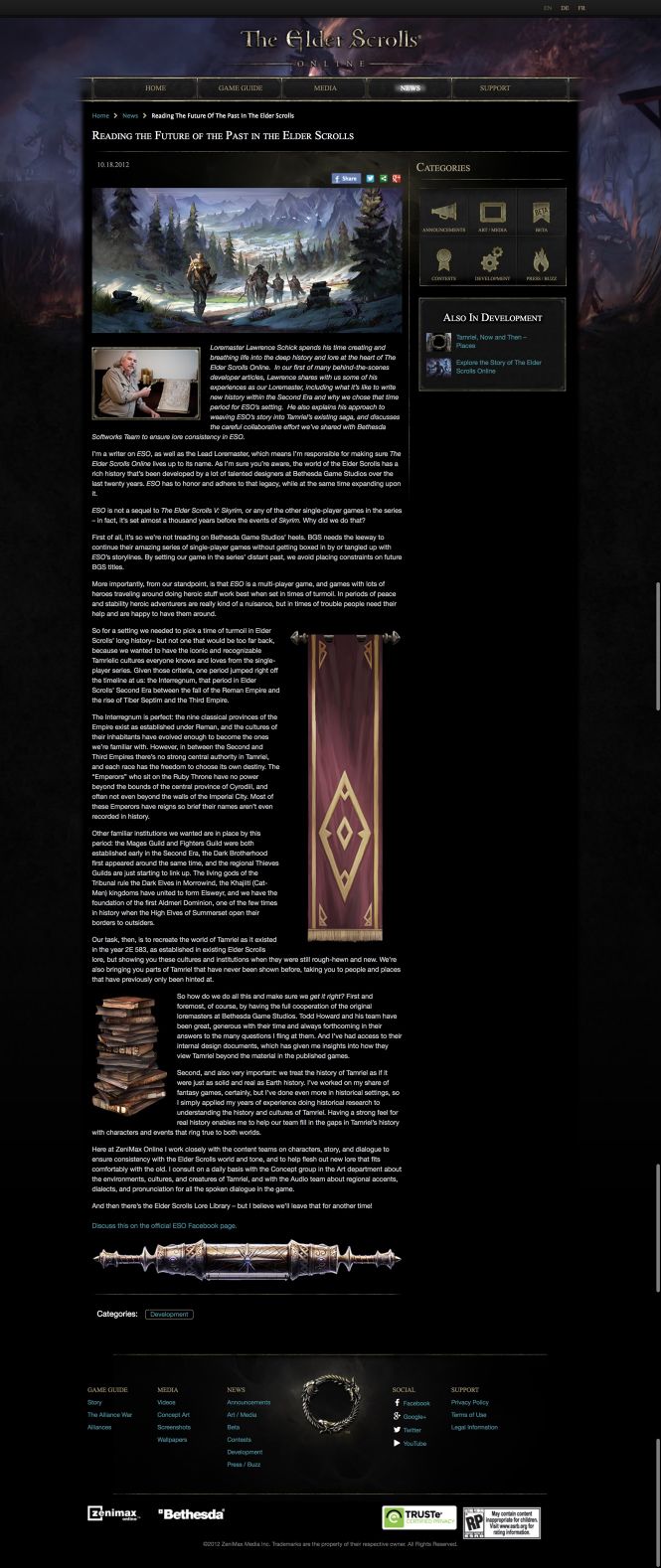 A long-form lore article on elderscrollsonline.com
